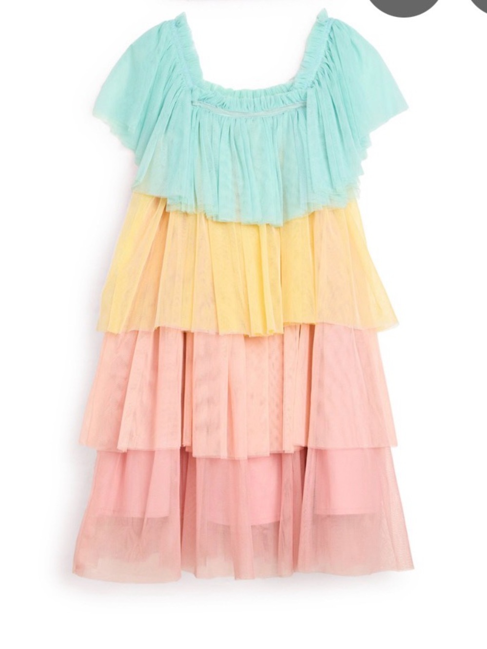 Meri Meri Rainbow Princess Dress - Mint, Yellow & Pink EUC Size 3-4